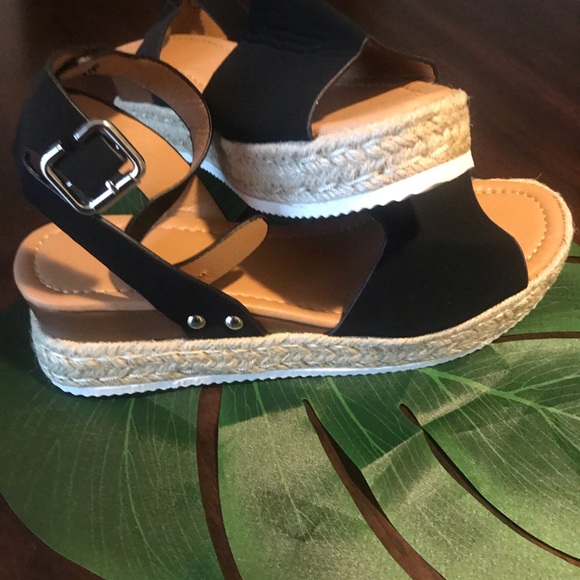 Espadrille black platform sandals - Picture 5 of 8